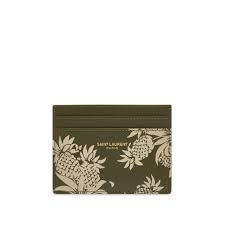 Can i swipe or dip cards with transax? Saint Laurent Pineapple Print Credit Card Holder Khaki End