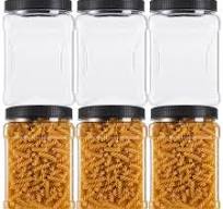 Lawei Square Plastic Jars with Lids - Clear Empty Storage Containers for  Food Storage, Plastic Food Jars with Easy Grip Handles for Dry Goods  Cookies ...