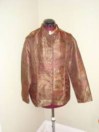 Haband Tudor Court Sz M Womens Brown Floral Tapestry Jacket