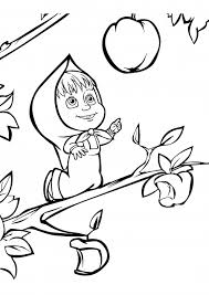Masha and the bear coloring pages 9. Masha Climbed An Apple Tree Coloring Pages Masha And The Bear Coloring Pages Colorings Cc