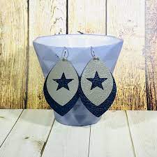 Dallas Cowboys Leather Earrings Dallas Cowboys Earrings Etsy Dallas Cowboys Jewelry Cowboy Jewelry Leather Earrings