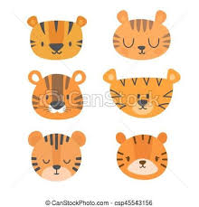 Set Of Cute Tigers Funny Doodle Animals Little Tiger In Cartoon Style Vector Stock Illustration Roy Tiger Cartoon Drawing Tiger Illustration Funny Doodles