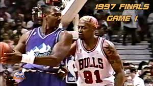 Michael jordan (31 points) hits a game winning shot in game 1 of the 1997 nba finals. Dennis Rodman Vs Karl Malone 1997 Nba Finals Game 1 Youtube