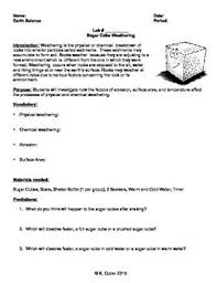Lab Sugar Cube Weathering Chemical Weathering Physical Weathering Sugar Cubes