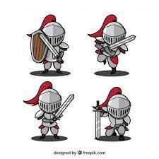 Hand Drawn Variety Of Knights How To Draw Hands Cartoon Knight Armour Illustration