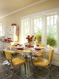 Modern dining room kitchen 5 piece round marble top table & blue chairs set ic7r. Margie Grace S Perfect Little 1940s Style Kitchen Retro Dining Rooms Retro Kitchen Tables Vintage Dining Table