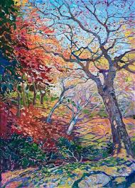 Oil Painting Of Autumn Maple Trees In Kyoto Japan By Impressionist Artist Erin Hanson Oil Painting Landscape Landscape Artwork Fine Art Prints Artists