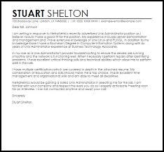 Unix Administrator Cover Letter Sample Cover Letter Templates Examples