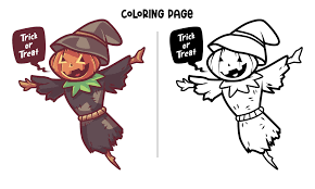 To undo your last action, click on the eraser icon. Scarecrow At Halloween Coloring Page 2146488 Vector Art At Vecteezy
