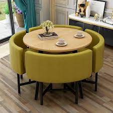 Gallery of dining room sets for 4. 39 4 Round Wooden Small Dining Table Set 4 Upholstered Chairs For Nook Balcony