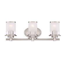 Truitt 3 Light Brushed Nickel Vanity Light With Clear And Sand Glass Shades Vanity Lighting Sand Glass Vanity Light Bar