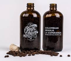 Glass With White Print Coffee Packaging Olive Oil Bottle Design Coffee Branding