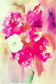 A pot of Nemesia that bloomed all summer in the garden. I painted it while  enjoying a cuppa and the sunshine.