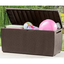 Silber metallic, 101 x 46 x 61 cm, stahlblech. Keter Auflagenbox Marvel Plus 220kg Belastbar Rollen Griffe Smart Click System Truhe Gartenbox Kissenbox Garten Braun