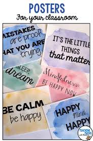These Mindfulness Posters Will Look Stunning As Part Of Your Classroom Decor Each Poster Contai Fun Classroom Activities Mindfulness Back To School Activities