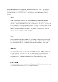 Aug 12, 2019 · irac is an acronym for 'issue, rule (or relevant law), application (or analysis), and conclusion': Irac Method Of Legal Writing Studocu