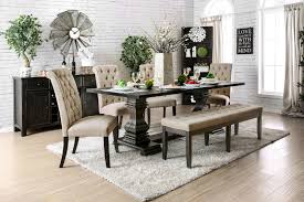 The removable 20 leaf allows you to easily add seating space for family gatherings or unexpected guests. Cm3840t 6pc 6 Pc Nerissa Antique Black Finish Wood Trestle Base Dining Table Set With Bench