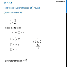 5 minspeople also askwhat is fraction equivalence lesson?what is fraction equivalence lesson?this. Ex 7 3 4 Find The Equivalent Fraction Of 3 5 Having A Denominator
