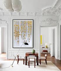 Large Gold Painting Gold Leaf Landscape Painting Contemporary Art Modern Painting Gray Canvas Painting Living Room Decor Wall Art Large Wall In 2020 Laplace Decor Architectural Digest