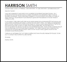 Social Media Specialist Cover Letter Sample Cover Letter Templates Examples