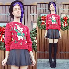 Forever 21 has apologised for using a white model to advertise a black panther themed christmas jumper. Elliott Alexzander Thrift Christmas Sweater Forever 21 Faux Leather Skirt H M Knee High Socks Jeffrey Campbell Booties Romwe Black Hat Be Merry Not Scary Lookbook