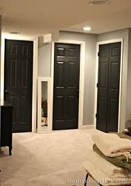 Black Interior Doors White Trim Through Out House Grey Walls White Trim Hall Bathroom Black Interior Doors Painting Interior Doors Black Doors Interior