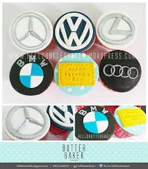 Cupcake Set With Mercedes Audi Lexus And Bmw Car Logo Cupcakes For Boys Car Cake Themed Birthday Cakes