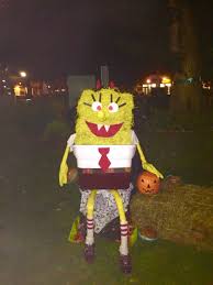 Spongebob Scarecrow My Kiddos Made At Work Scarecrow Halloween Halloween Decorations