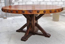 The beautiful copper top of the table can also be used as a work of art on the wall. Wood Base Copper Tables Dining Table Round Copper Dining Table Round Wood Dining Table
