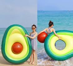 This Avocado Pool Float Has A Removable Pit That S A Beach Ball Cool Pool Floats Cute Pool Floats Summer Pool Floats