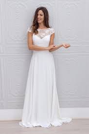 Lace Top Wedding Dress Chiffon Wedding Dresses Long Wedding Dress Open Back Bridal Gown Cap Sleeves O Wedding Dress Chiffon Wedding Dresses Wedding Dress Train