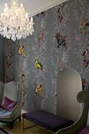 Birds N Bees Charcoal Wallpaper Living Room Bird Wallpaper Bedroom Wallpaper Bedroom