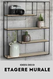 Etagere Murale Industrielle Bois Et Metal Noir Avec 4 Etageres L Etagere Murale E Etagere Murale Industrielle Etageres Murales Decoration Murale Industrielle