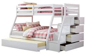It includes two sturdy ladders on of course, it boasts durable steel frame construction and metal slats on top and bottom beds. Rosebery Kids Twin Over Full Bunk Bed With Storage Ladder And Trundle Transitional Bunk Beds By Homesquare Houzz