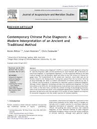 Pdf Contemporary Chinese Pulse Diagnosis A Modern