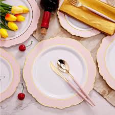 Thanksgiving tableware and serving pieces. 50pcs Disposable Party Tableware Set Baroque Green Pink Gold Rim Plastic Tray With Silver Utensils Suitable For Wedding Party Best Promo 57e3 Goteborgsaventyrscenter
