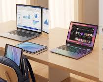 laptop computer comparison models display on table, generada por IA