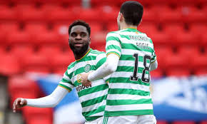Leigh griffiths (celtic) header from the centre of the box to the bottom right corner. Odsonne Edouard At The Double As Celtic Fight Back To Beat St Johnstone Scottish Premiership The Guardian