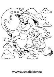 Ausmalbild Halloween Fliegende Hexe Mit Katze Halloween Ausmalbilder Malvorlage Einhorn Ausmalbilder