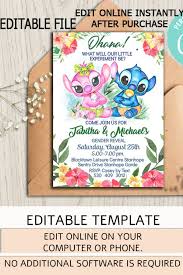 Lilo And Stitch Gender Reveal Invitation Baby Shower Etsy In 2021 Gender Reveal Baby Shower Invitations Baby Shower Etsy Gender Reveal Invitations
