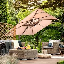 9 X 12 Feet Rectangular Offset Cantilever Umbrella With Solar Lights Offset Patio Umbrella Backyard Shade Rustic Outdoor Spaces