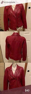 V Cristina Red Faux Leather Jacket Clothes Design Fashion Faux Leather Jackets