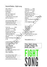 So i have learned all of the lyrics……. Rachel Platten Fight Song Esl Worksheet By Ninka3008