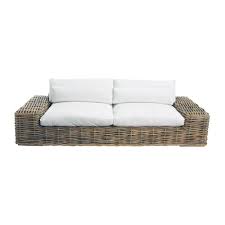 Sofa De 3 4 Plazas De Ratan Y Tela Marfil Saint Tropez Maison Du Monde Canape Rotin Canape Jardin