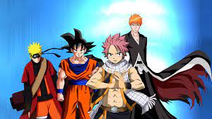 If those four foucs on each other than edward, guts, mel, etc. Free Download Goku Naruto Ichigo Natsu Cartoon Hd Wallpaper New Hd 1920x1080 For Your Desktop Mobile Tablet Explore 77 Goku And Naruto Wallpaper Kid Goku Wallpaper Goku And Vegeta