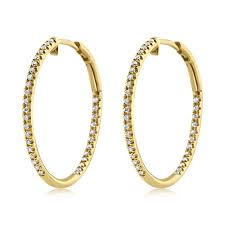 Free shipping & returns on all orders. Diamond Hoop Earrings Medium Yellow Gold J Luu