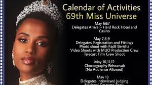 Bi tells airlines to ensure only foreigners with valid visas are allowed in ph may 12, 2021. Calendar Of Activities For Miss Universe 2020 2021 Youtube