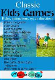 Classic Kids Games How To Play Follow The Leader Foursquare Hide And Seek Monkey In The M Group Games For Kids Gym Games For Kids Fun Games For Kids
