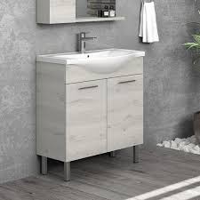 Sospesi o a terra, funzionali piani d'appoggio, scarpiere e colonne multiuso, scopri tutte le offerte per l'arredo bagno. Mobile Bagno 80 Cm Con Piedini Mobili Bagno Offerte Online Kamalu Colore Mobile Walnut