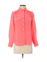 Details About J Crew Women Pink Long Sleeve Silk Top 0 Petite